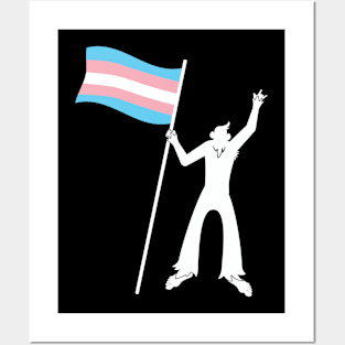 LGBTQ Bigfoot Rock On Progressive Pride Transgender Flag Posters and Art